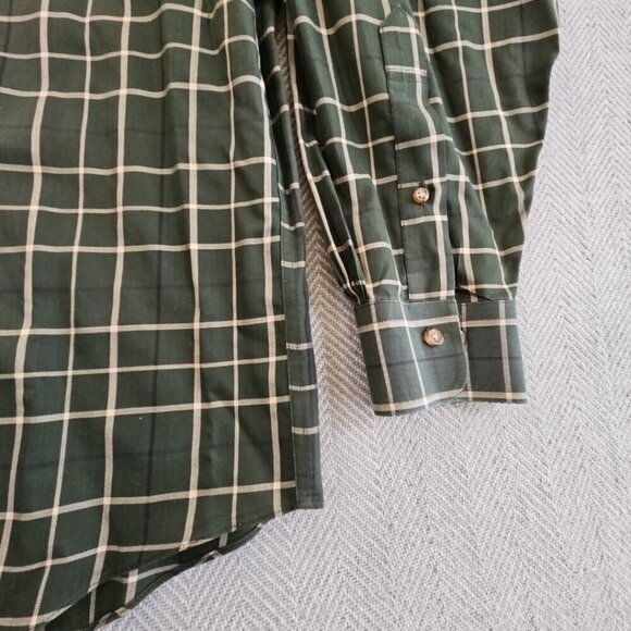 Brooks Brothers 346 Shirt Men's XL Hunter Green Windowpane Old Money Non-Iron - Picture 2 of 16